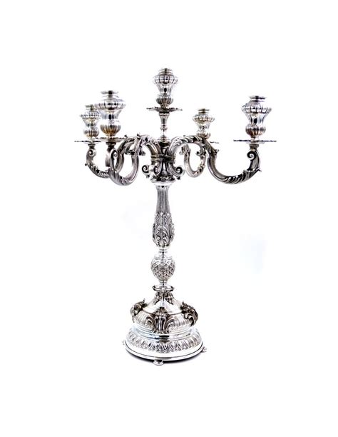 Sterling Silver Five Armed Baroque Candelabra