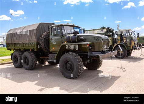 Samara Russia May 18 2019 Green Russian Military Truck Ural 4320