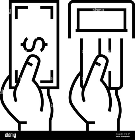 Cash Withdrawal Line Icon Concept Sign Outline Vector Illustration