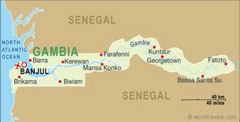 Gambia Map Gambia Travel Maps From Word Travels