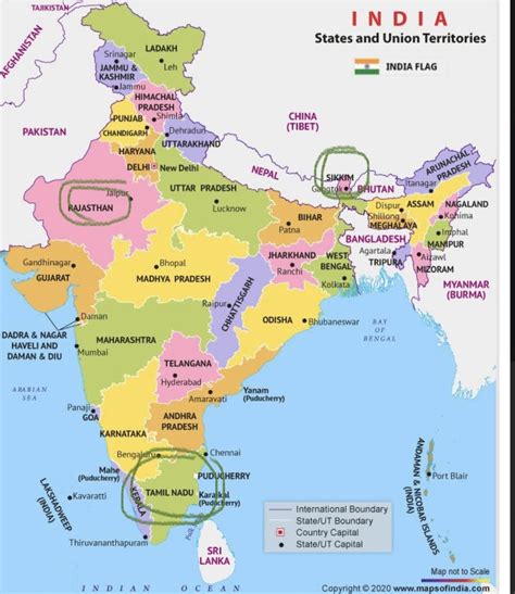 Find Out The Location Of Rajasthan Tamilnadu And Sikkim In The Map Of