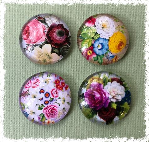 Glass Magnets Flower Magnets Flowers 4 1 Inch 25mm Garden Etsy