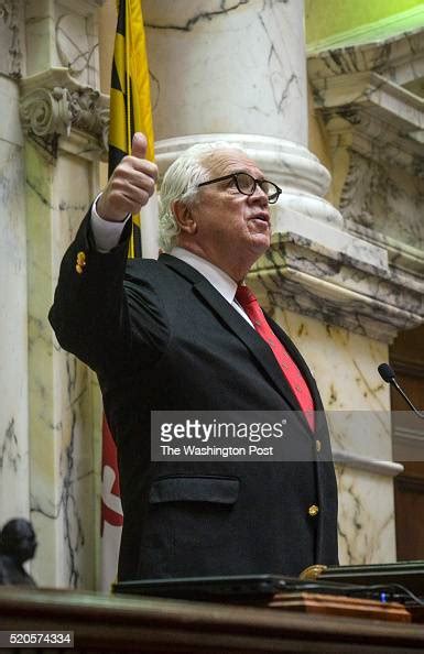 Senate President Thomas V Mike Miller Jr Gestures To A Guest In