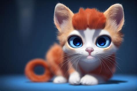 Premium Photo Cartoon Cat With Big Eyes