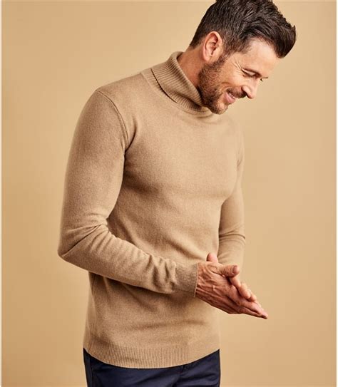 Camel Mens Cashmere And Merino Turtle Neck Sweater Woolovers Us