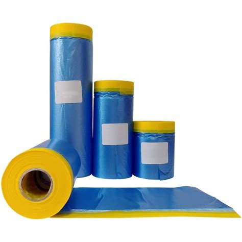 Uv Resistant Protective Hdpe Paper Taped Blue Pre Tape Masking Film For