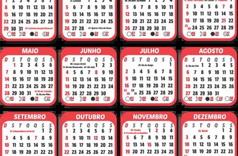 Grade Calendário 2023 Vermelho Feriados Imagem Legal