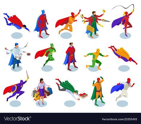 Super Heroes Isometric People Royalty Free Vector Image