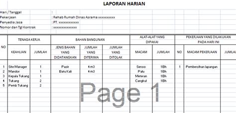 Format Laporan Harian Konsultan Pengawas