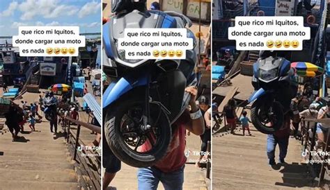 TikTok Viral Captan A Peruano Cargando Su Propia Moto En La Espalda