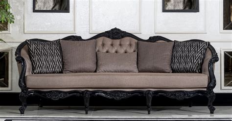 Casa Padrino Luxus Barock Wohnzimmer Sofa Grau Schwarz Prunkvolles