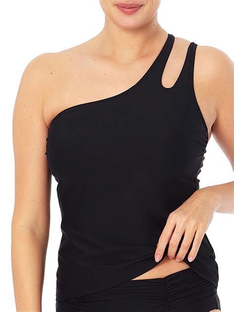 Time And Tru Womens And Womens Plus Cut Out One Shoulder Tankini Top