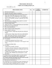 Chp Performing Perineal Care Doc Procedure Checklist Chapter