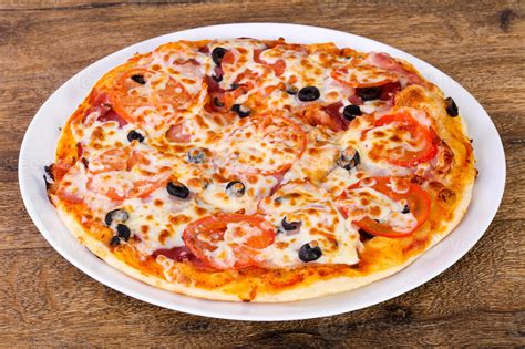 Pizza with bacon 8582338 Stock Photo at Vecteezy