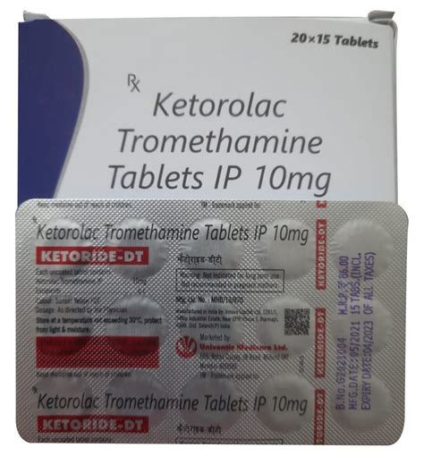 Ketorolac Tromethamine Tablet Packaging Size 20 X 15 Tablets