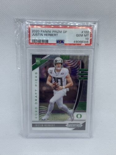 Justin Herbert 2020 Panini Prizm DP PSA 10 Draft Picks Rookie RC 102