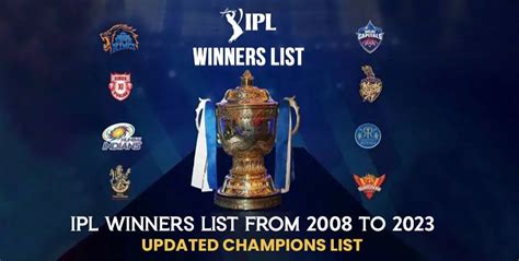 Ipl Winners List From 2008 To 2023 Updated Champions List