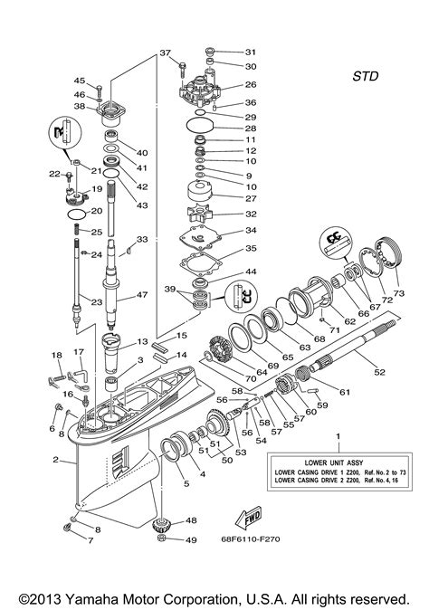 Yamaha OUTBOARD 200 HP LZ200TXR LOWER CASING DRIVE 1 Z200