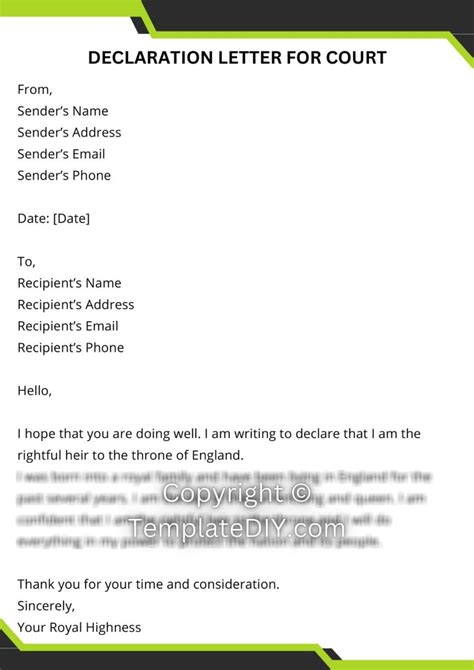 Declaration Letter For Court Template In Pdf And Word
