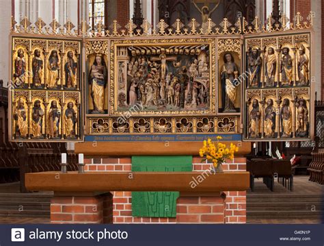 Polyptych altarpiece, Schwerin Cathedral, Schwerin, Mecklenburg-Western Pomerania Stock Photo ...