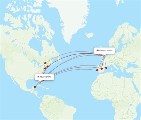 All Flight Routes From London To Miami LGW To MIA Flight Routes