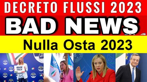 BAD NEWS ITALY DECRETO FLUSSI 2023 ITALY IMMIGRATION 2023 Nulla