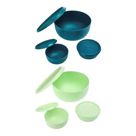 New Tupperware Pc Blossom Lid Serve Store Large Bowl Set Green