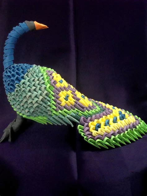 3d Origami Mode Of Peacock Made Out Of Colour Papers Origami Artesanato