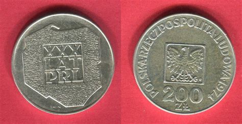 Polen Poland Polska 200 Zloty Silbermünze 1974 30 Jahrestag