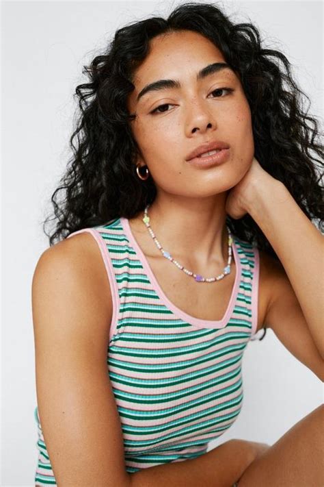 Asymmetric Neckline Stripe Rib Crop Top Nasty Gal