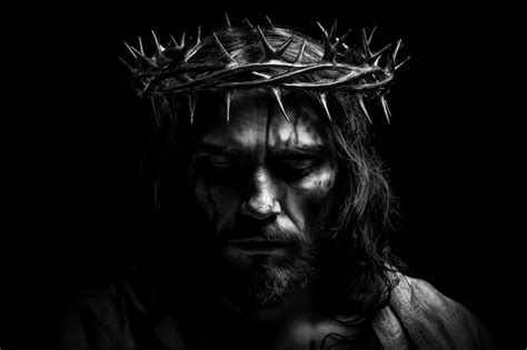 Premium Photo Jesus Christ Crown Of Thorns Black And White Portrait