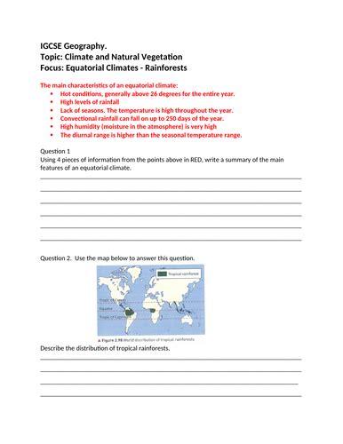 Climate and Natural Vegetation: Equatorial Climates - Rainforests ...