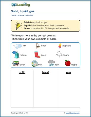 Properties Of Matter Worksheets