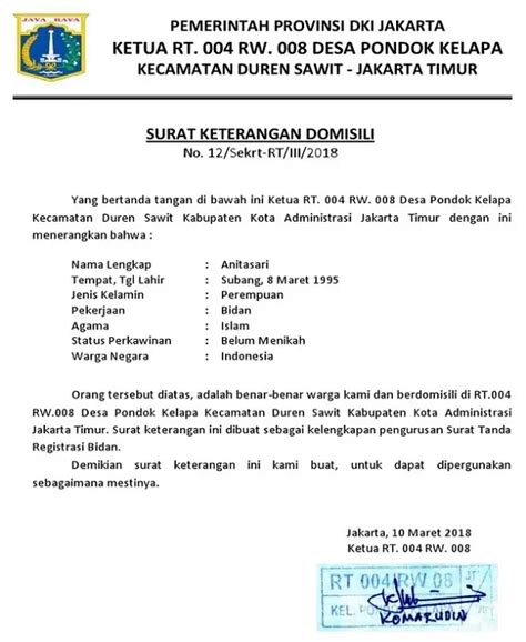 Surat Keterangan Domisili Berikut Contoh Dan Cara Pembuatannya Blog