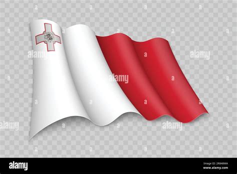 3D Realistic Waving Flag Of Malta On Transparent Background Stock