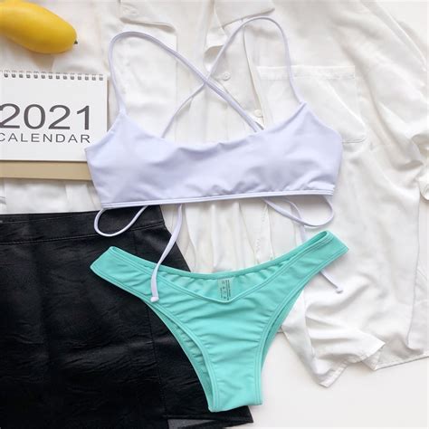 Abcnature Women S Bikini Swimsuits Sets Thong Bikini Sets Backless Bikini Two Piece Filled Bra