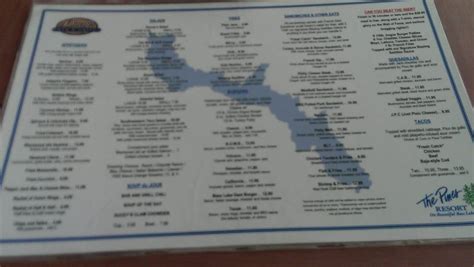 Menu at Ducey's On the Lake & Ducey's Bar & Grill, Bass Lake, Marina Dr