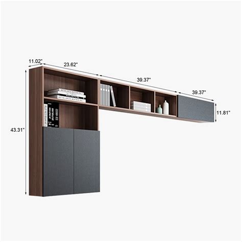 Enlarged Version Modern Floating Wooden Wall Cabinets with Open Shelves ...