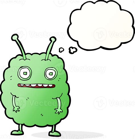 Cartoon Funny Alien Monster With Thought Bubble 44288601 Png