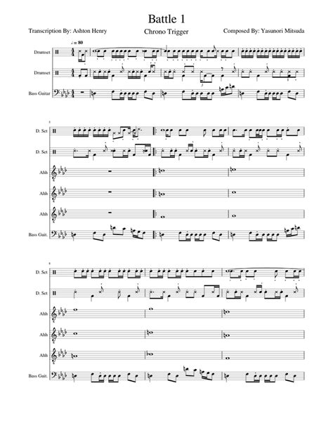 Battle 1 - Chrono Trigger Sheet music for Piano, Drum Group, Piano ...