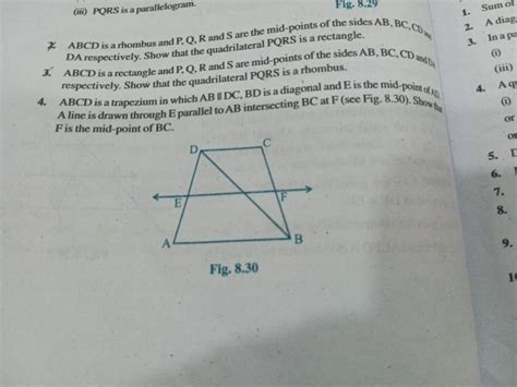 7 ABCD Is A Rhombus And P Q R And S Are The Mid Points Of The Sides AB B