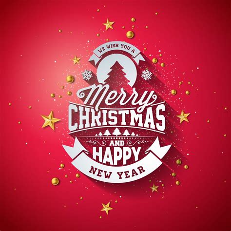 Merry Christmas Typography Illustration With 3d Holiday Element And