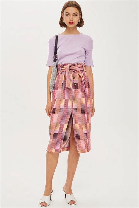 Multicoloured Jacquard Midi Skirt Trend Checks Clothing Topshop