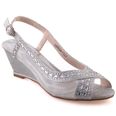 Unze Womens Shaheny Wedge Wedding Sandals Uk Size 3 8 Silver Ebay