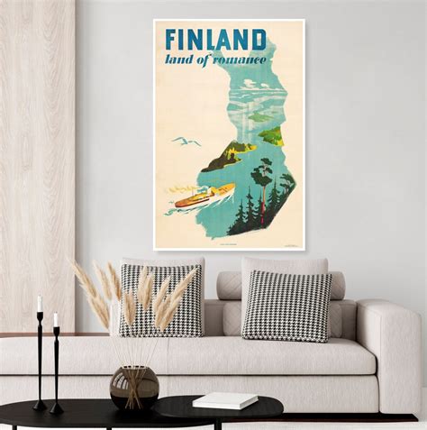 Vintage Finland Travel Poster Land Of Romance Scandinavia Poster