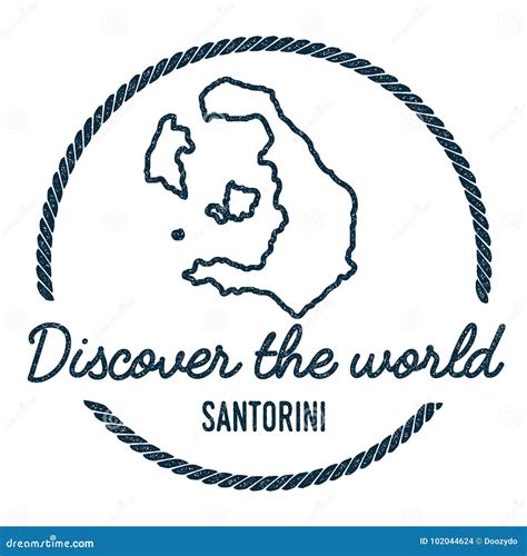 Santorini Map Outline Vintage Discover The World Stock Vector