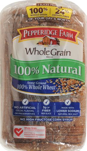 Pepperidge Farm 100 Natural Whole Wheat Grain Bread 24 Oz Kroger