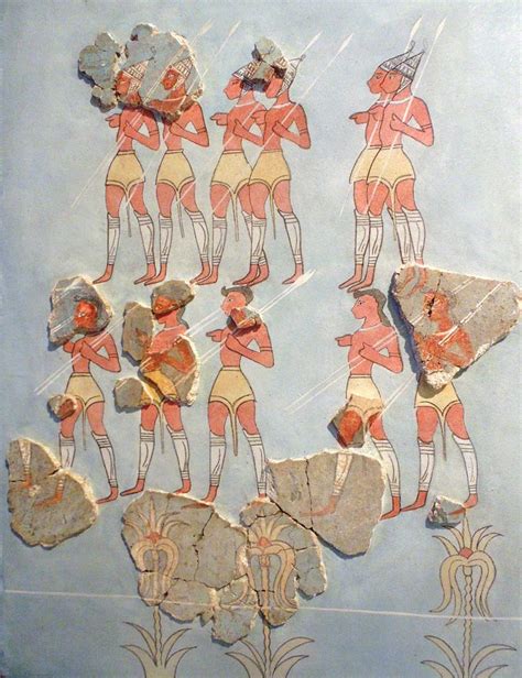 Mycenaean fresco in Archaeological Museum of Thebes. Greece Mycenaean ...