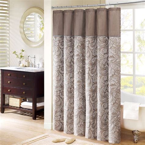 Classic Jacquard Shower Curtain Brown Background Byrnes Crate