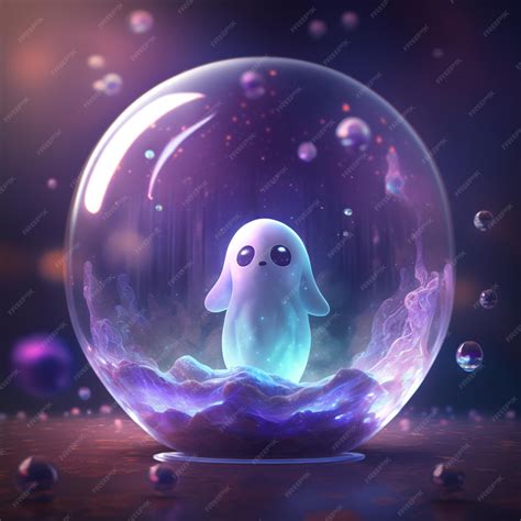 Premium Photo | A ghost in a bubble is surrounded by bubbles and bubbles.